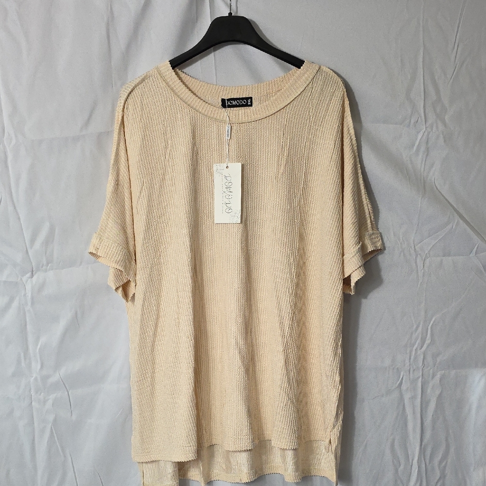Domodo 2XL Womens Cream Knit Short Sleeve Top W346